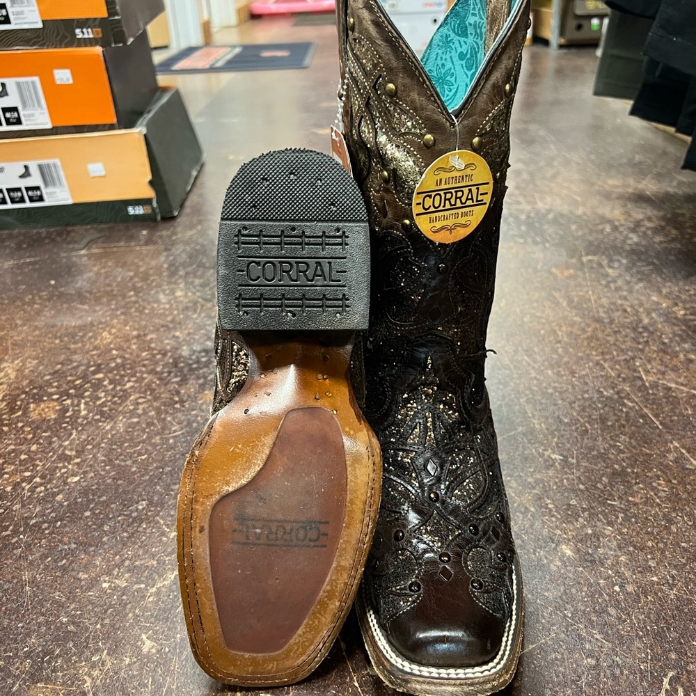 Corral C3275 Size 6 Western Brown Glitter Boots